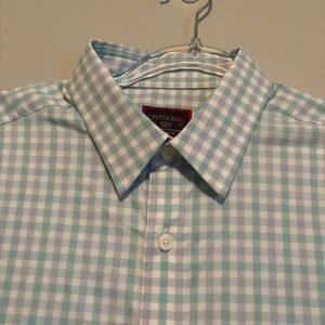 UNTUCKit Montiglet Stretch Long Sleeve Small Button Dress Shirt Blue Plaid